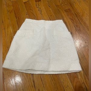 Club Monaco White Floral Jacquard Lined Skirt